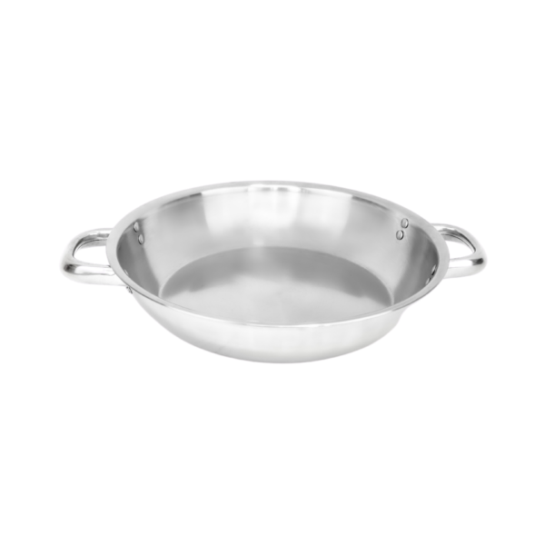 28cm 2mm Satay Fry Pan - Riveted Double Short Handles (great for Caravan Market) - Image 5