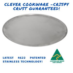 15 and 1/2 Inch (395mm) Pizza Trays from new 0.7mm Core 4622 Ferritic Stainless Steel - Crispy Crust Guaranteed! even on Gluten Free Pizza!