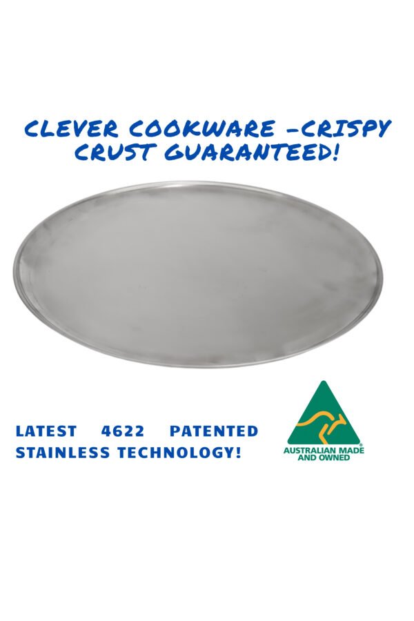15 and 1/2 Inch (395mm) Pizza Trays from new 0.7mm Core 4622 Ferritic Stainless Steel - Crispy Crust Guaranteed! even on Gluten Free Pizza!